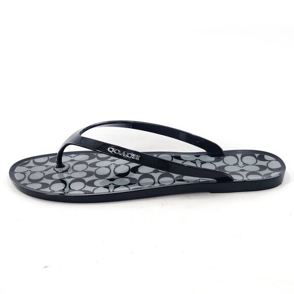 COACH Lyra Women's Black Jelly Signature Thong Sandals Flip Flops - Picture 4 of 7